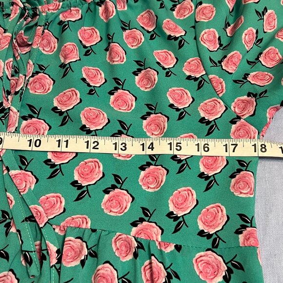 DOKOTOO Women's Maxi Dress Green Floral Long Sleeve Size Small Pullover Boho - Picture 7 of 10